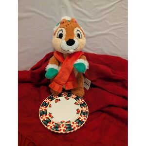 Disney Parks Chip Plush Holiday Christmas Winter Green Hat Red Scarf 9" 2019